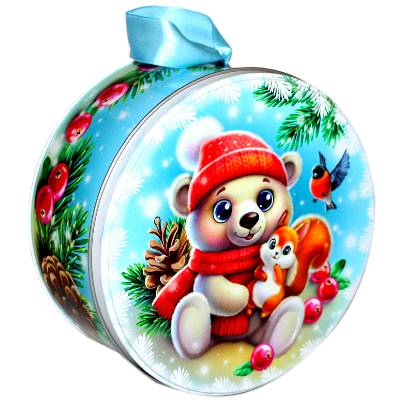 Детский новогодний подарок в картонной упаковке весом 800 грамм 